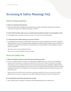 Screening & Safety Planning: FAQ